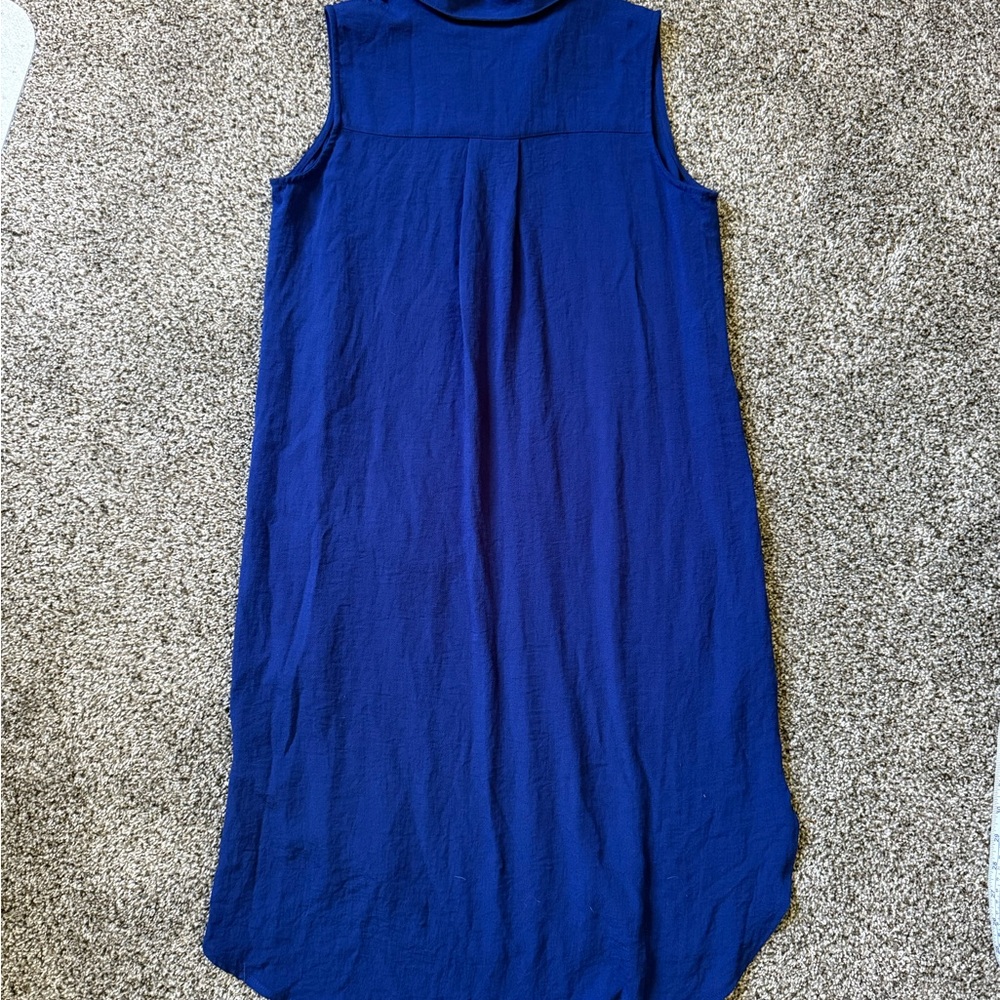 Calypso St. Barth Embroidered Blue Sleeveless Midi Shirt Dress - Picture 10 of 11